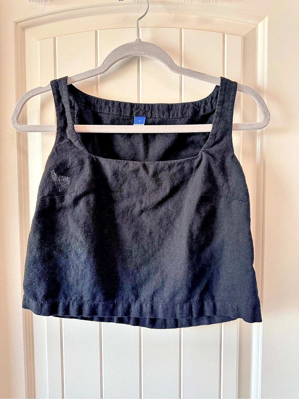 Old Navy Sleeveless Linen-Blend Cropped Top Black Size Small